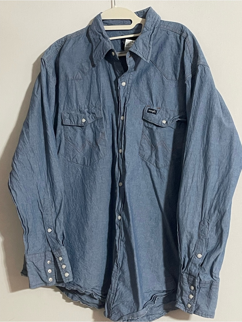 Wrangler Blue Long-Sleeve Casual Button-Down Shirt